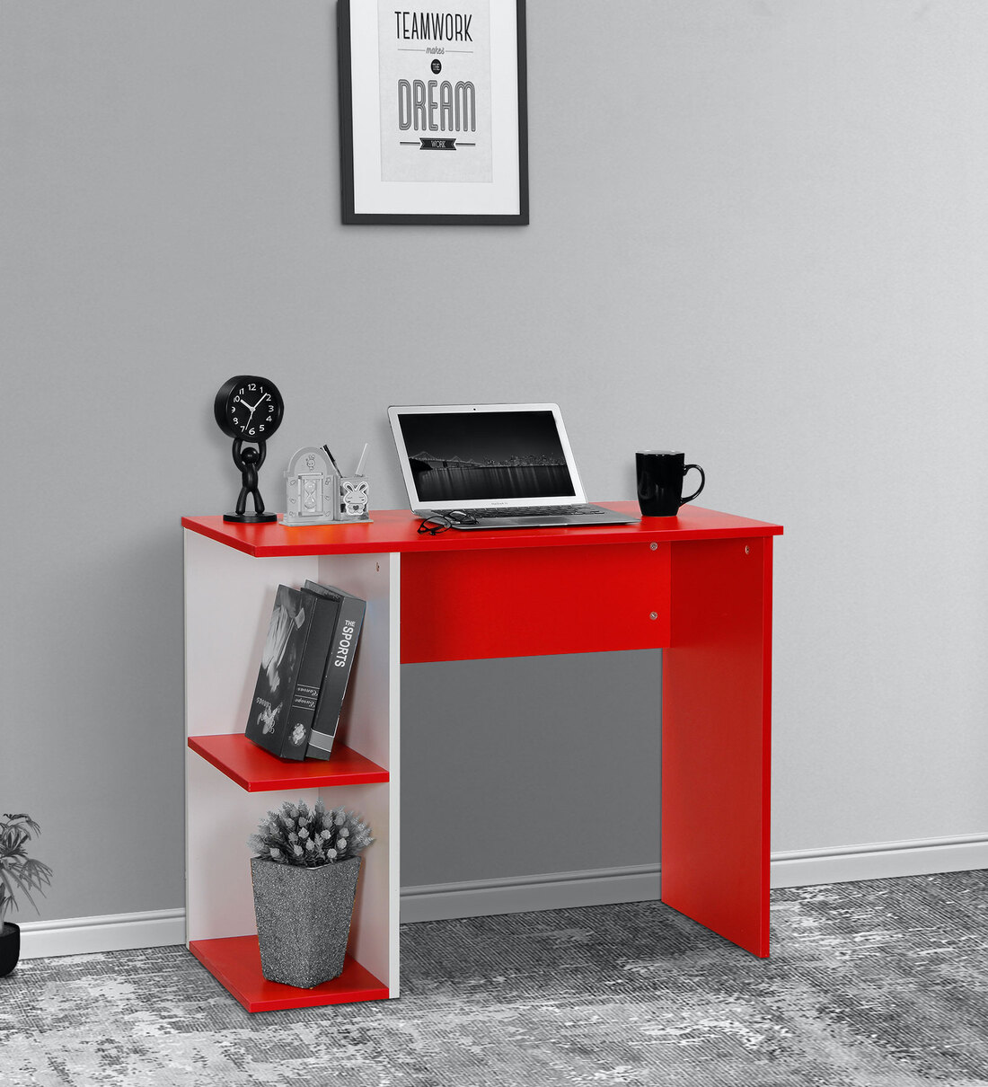 Hutch Corner Study Table In Frosty White Colour By Comfold atelier