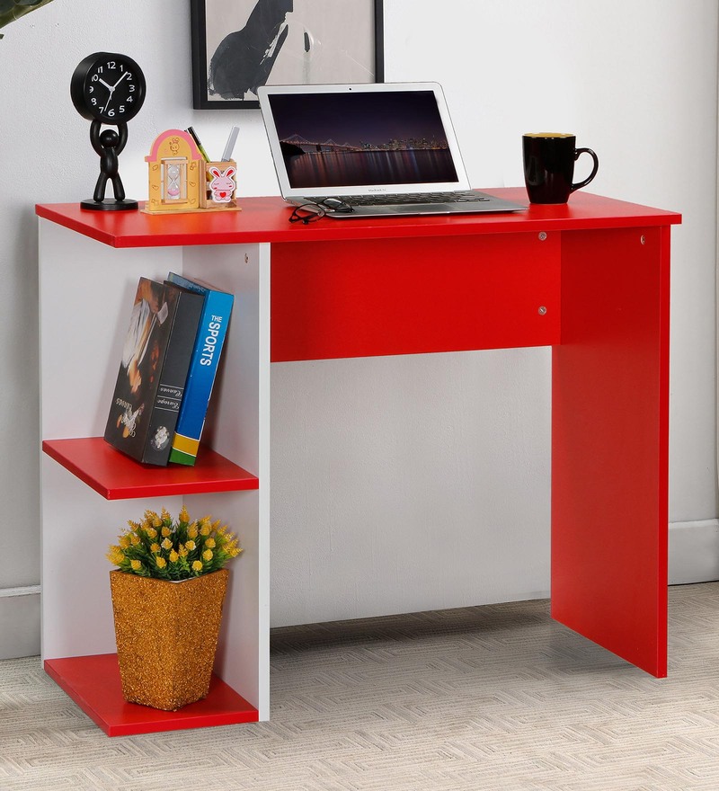 Hutch Corner Study Table In Frosty White Colour By Comfold atelier
