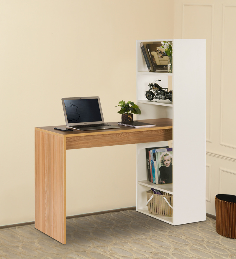 Hutch Corner Study Table In Frosty White Colour By Comfold atelier