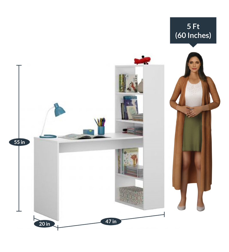 Hutch Corner Study Table In Frosty White Colour By Comfold atelier